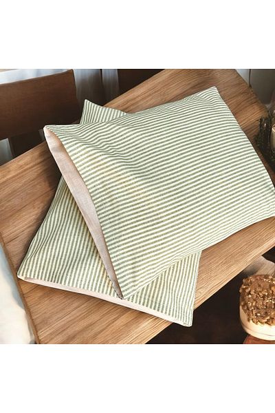 MundoLindo 100% Cotton Yarn - Dyed Striped Single Pillow Case - 2 Pcs 50X70 cm Natural