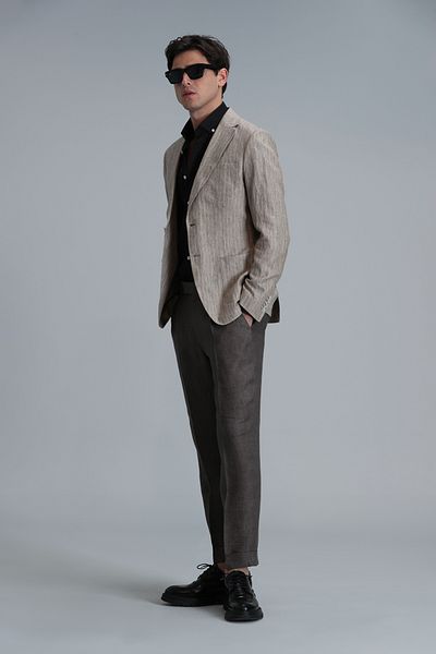 Lufian Star Smart Men's Brown Chino Pants - Comfort Fit
