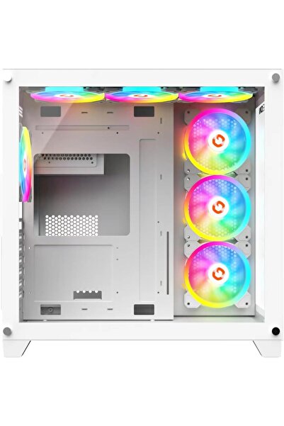 GAMEON Emperor Artic Series, Mid Tower Gaming Case, Dust Filters, Pre-installed 7 Cooling Fans, White