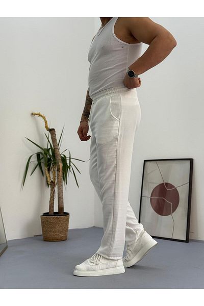 Combineman35 Women Men Linen Fabric Baggy Fit Trousers with Lacing Detail