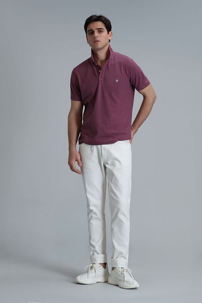 Lufian Laon Smart ανδρικό μπλουζάκι πόλο Slim Fit Plum