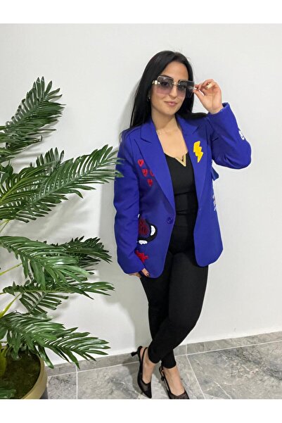 MODA Tasarım Nakışlı Blazer Ceket Saksı