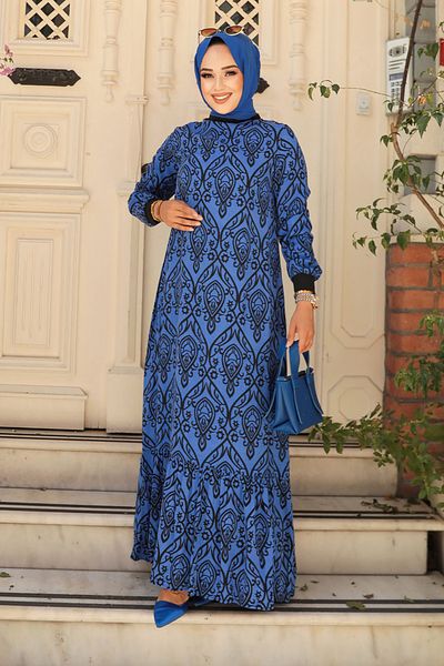 Neva Style Rochie Hijab Sax Blue cu model 2297sx