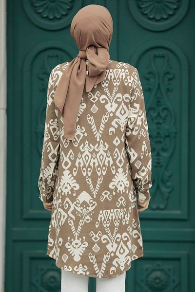 Neva Style منقوشة المنك الحجاب فسكوزي تونك 11627v