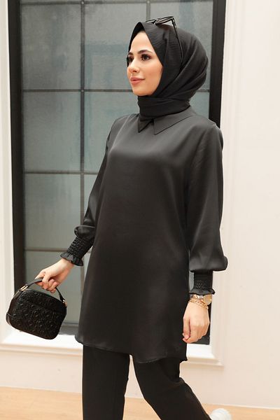 Neva Style تونيك حجاب أسود 56860s