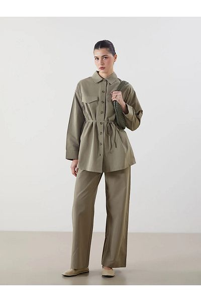 LC Waikiki Lcw Modest Khaki Standard Fit Poplin Women's Trousers