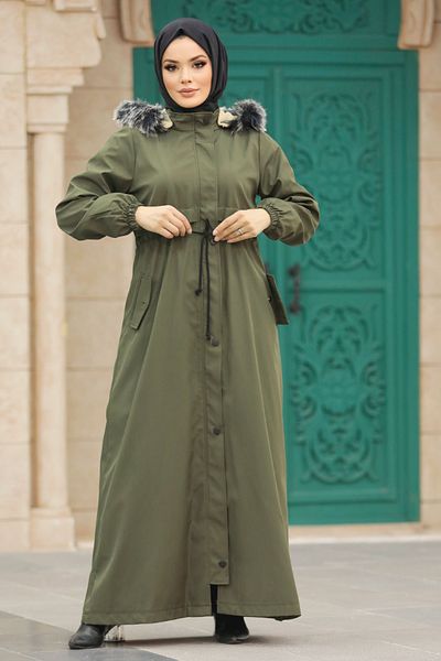 Neva Style سترة حجاب كاكي فروي 60506hk