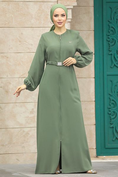 Neva Style Hijab verde cu centură cu cataramă 20082y