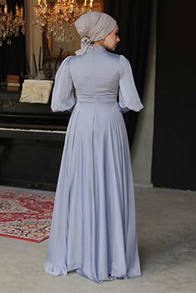 Neva Style Βραδινό φόρεμα Hijab με λεπτομέρεια από πέρλες 21930GR