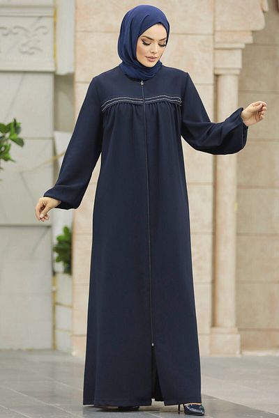 Neva Style Hijab bleumarin cu fermoar 10533l