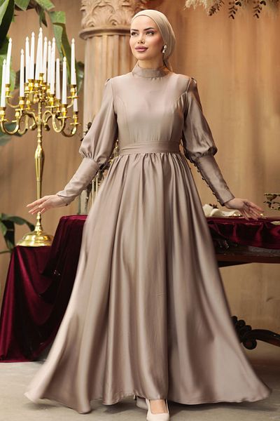 Neva Style Rochie de seară hijab bej 60801bej