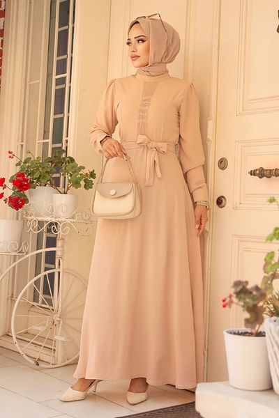 Neva Style Rochie Hijab Bej - Curea, Model 6621BEJ