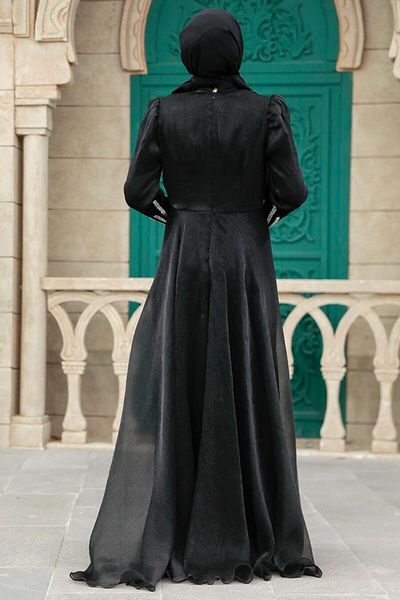 Neva Style Beaded Black Hijab Evening Dress 25854S