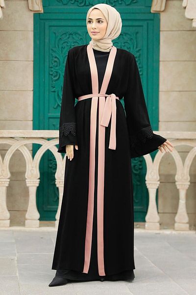 Neva Style Belted Powder Hijab Abaya Model 55440Pd