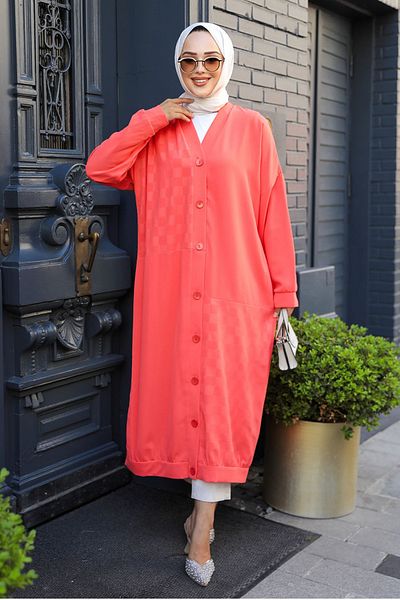 Neva Style Καπέλο Hijab με κουμπιά Coral Color - 15161MR