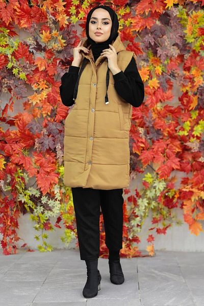 Neva Style Μπισκότο με κουκούλα Hijab Puffer Vest 20093bs