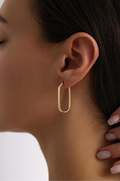 Tufanlar Kuyumculuk 14 Ayar Oval Altın Küpe