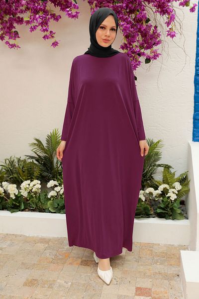 Neva Style - Bat Sleeve Plum Hijab Ferace 17801mu