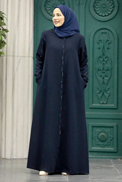 Neva Style Zippered Navy Blue Hijab Ferace 625L