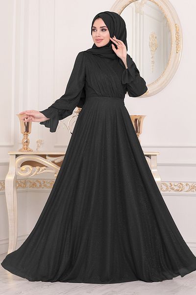 Neva Style Black Hijab Evening Dress 22202S