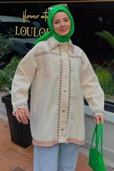 Neva Style سترة حجاب مطرزة بأزرار 9256dsn1