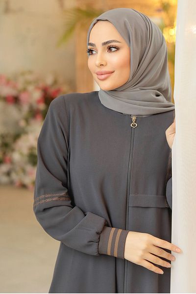 Neva Style Hijab afumat cu buzunar Ferace 62102FU