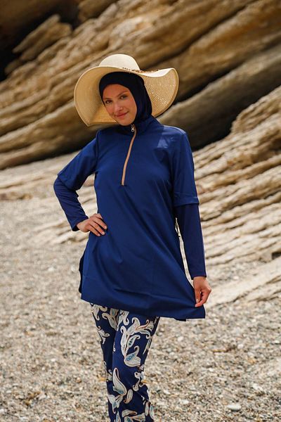 Neva Style Parachute Navy Blue Full Covered Hijab Swimsuit M2260L