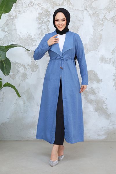 Neva Style Șapcă Hijab albastru indigo cu buzunare 11341ım
