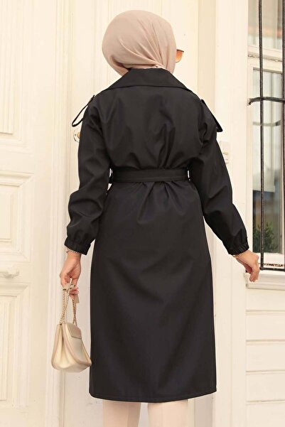 Neva Style Μαύρο μαντίλι με κουμπιά 647S