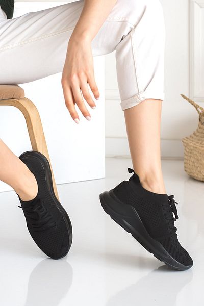 İmerShoes Casual Women's Knitwear Sneaker Lace-Up Socks Bracelet Detailed Sports Shoes 017