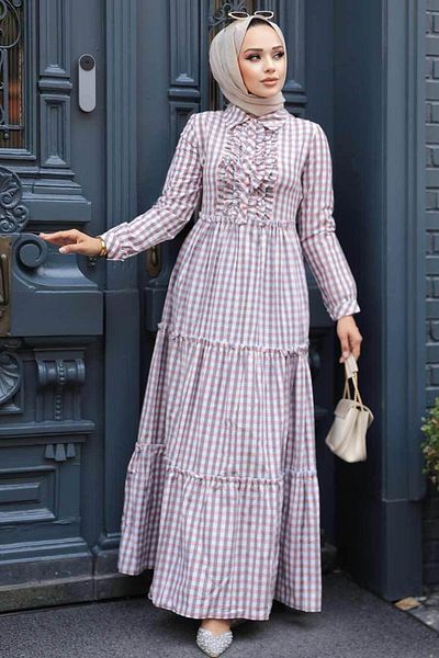 Neva Style Powder Hijab Dress 2702Pd