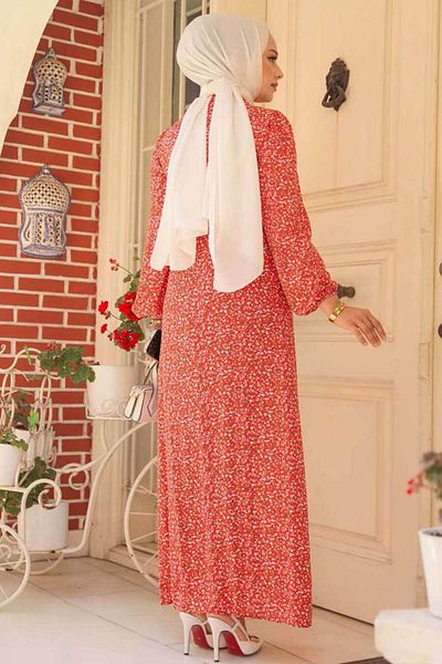 Neva Style Rochie Hijab cu model Coral - 6108MR