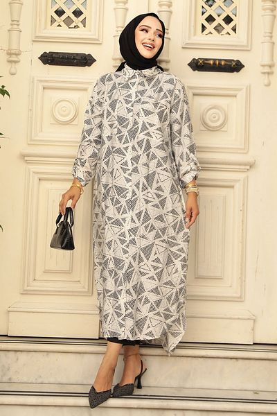 Neva Style تونيك حجاب منقوش إكرو - 10536E