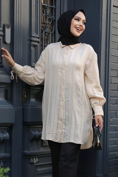 Neva Style Tunica Hijab Bej - Nasturi, Model 10510BEIG