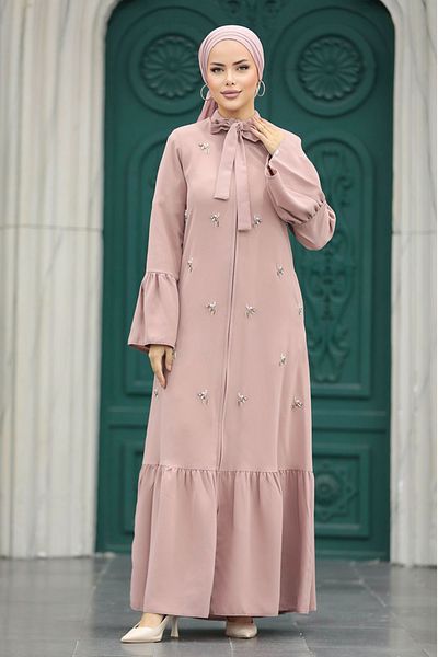 Neva Style Bead Embroidered Powder Hijab Ferace 20009Pd