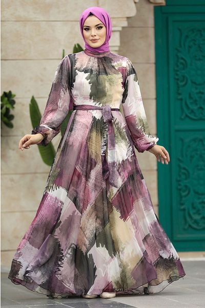 Neva Style - Rochie Hijab cu model prune 33092mu