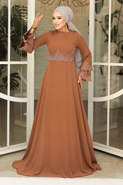 Neva Style Βραδινό φόρεμα Hijab με χάντρες 9181tb