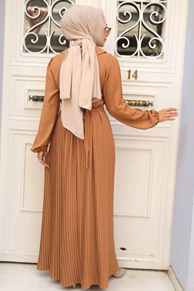 Neva Style Φόρεμα Hijab με πλισέ μπισκότο 34320BS