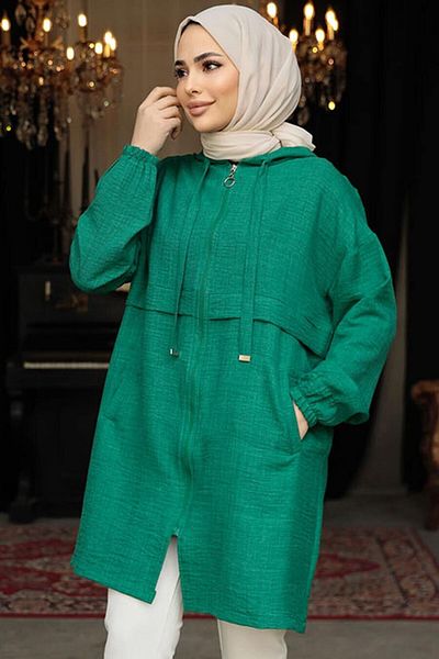 Neva Style Hooded Green Hijab Cap 6686Y