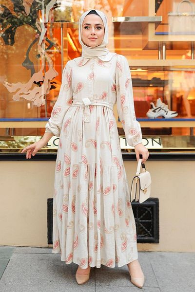 Neva Style Rochie Hijab Somon cu model 10302smn