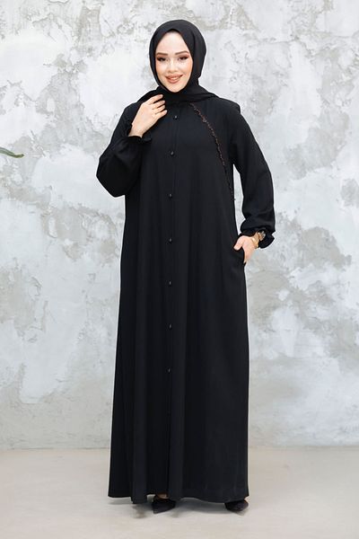 Neva Style حجاب أسود بأزرار Ferace 45275S