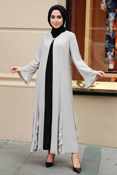 Neva Style Abaya Hijab Bej cu Volane 1535bej