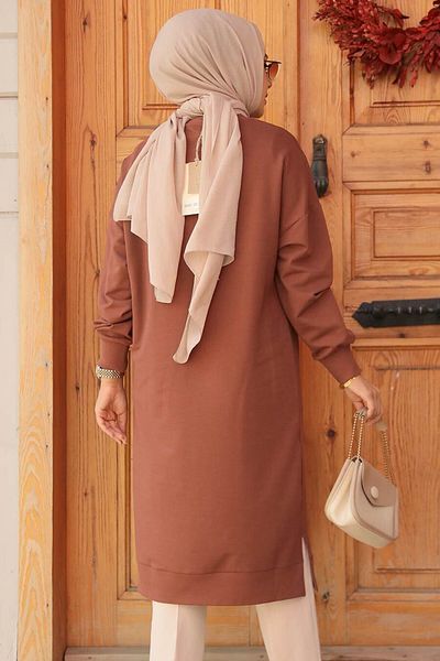 Neva Style 30645KH موديل تونيك حجاب بني