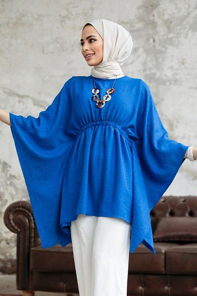 Neva Style Ελαστική μέση Sax Blue Hijab Poncho 41259sx