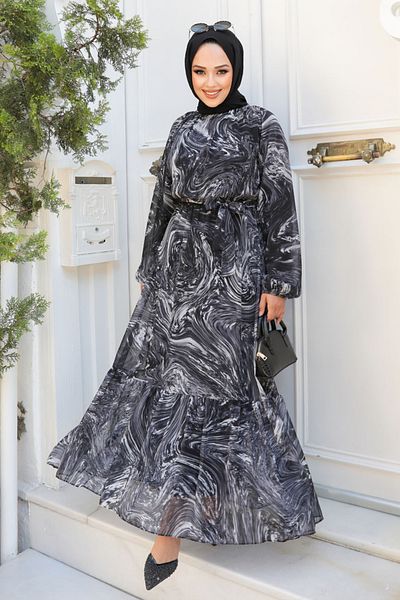 Neva Style Rochie Hijab cu model negru - 60941S