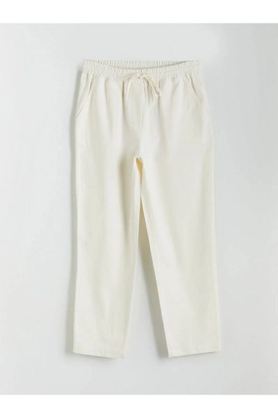 LC Waikiki Xside Beige Women's Linen Blended Pants with Elastic Waist