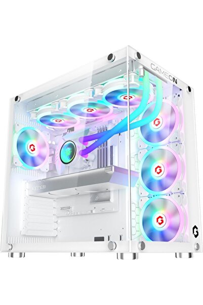 GAMEON Emperor Arctic II Series, Mid Tower Gaming Case, Pre-installed 7 RGB C...