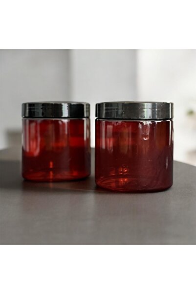 Guridda Home Design 2'li 500 CC AMBER SERT PLASTİK KAVANOZ - SİYAH KAPAKLI - ...