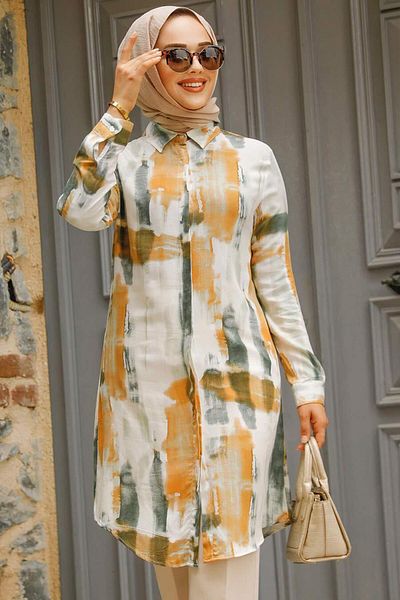 Neva Style تونيك حجاب الجمل منقوش 11690C