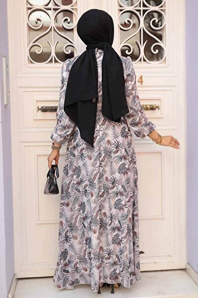 Neva Style Φόρεμα Χακί Τζινάκι με λουλούδια 279077HK